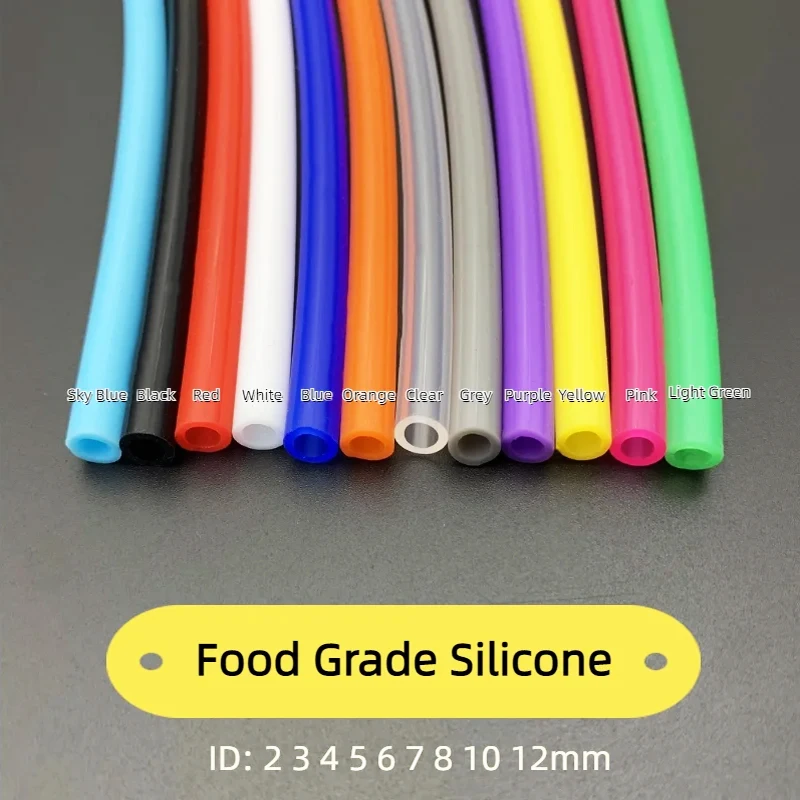 Main 1Meter ID2 3 4 5 6 7 8 9 10 12mm Silicone Tube Flexible Rubber Hose Food Grade Soft Drink Pipe Water Connector Colorful Plumbing image