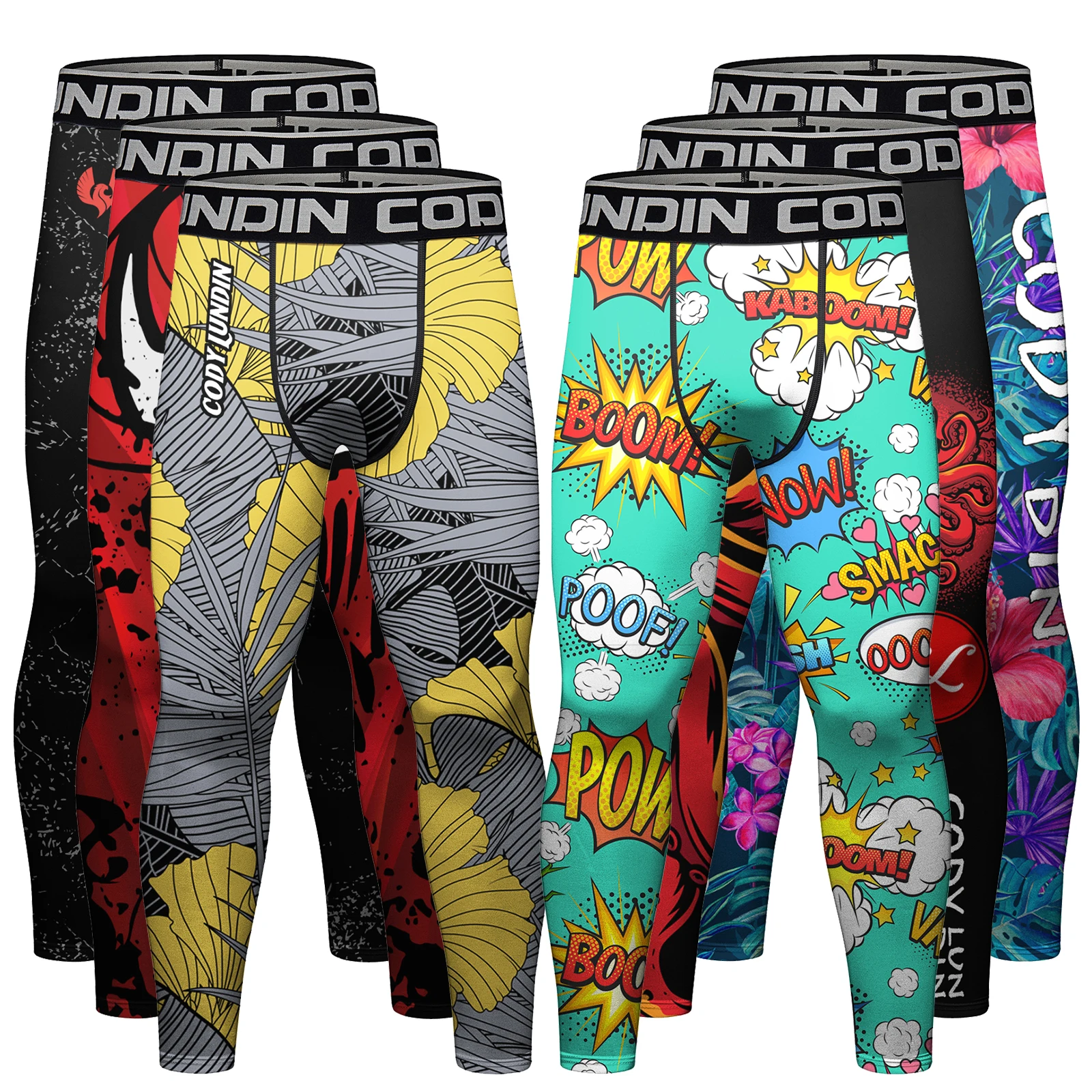 Hot Sale Cody Lundin Printed Flower Fitness BJJ Jiu Jitsu Trousers Anti-UV Male Sublimation Exercise Jogging Running Leggings