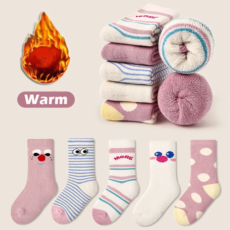 Baby Girls Socks Winter Thermal Thick Cotton Socks Newest Fancy Trendy Cartoon Socks Kids Stockings