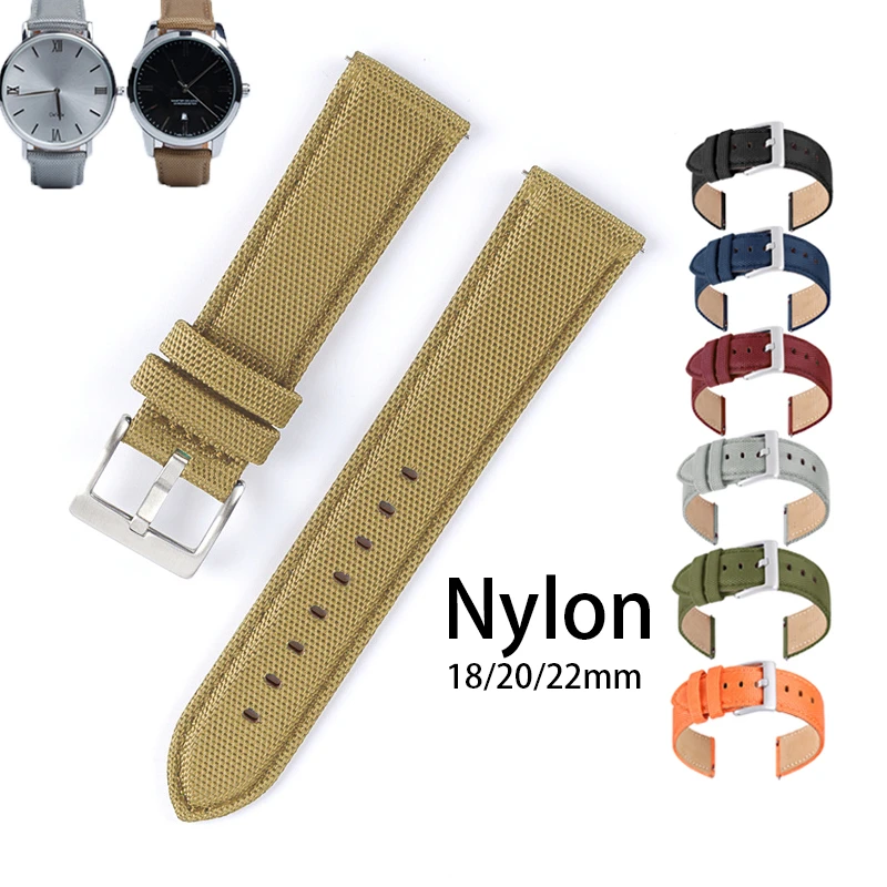 Nylon Watch Strap 18mm 20mm 24mm Quick Release Canvas Watch Band for Women Men's Bracelet Accessories with Free Pins