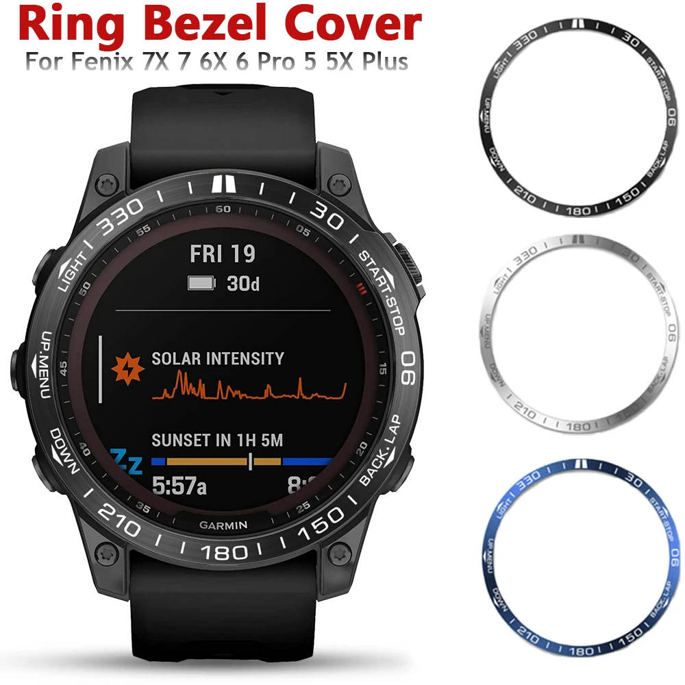 Stainless Steel Ring Cover For Garmin Fenix 7 7X 6 6X Pro 5 5X Plus Smart Watch Metal Bezel Ring Sculptured Time Protection Case