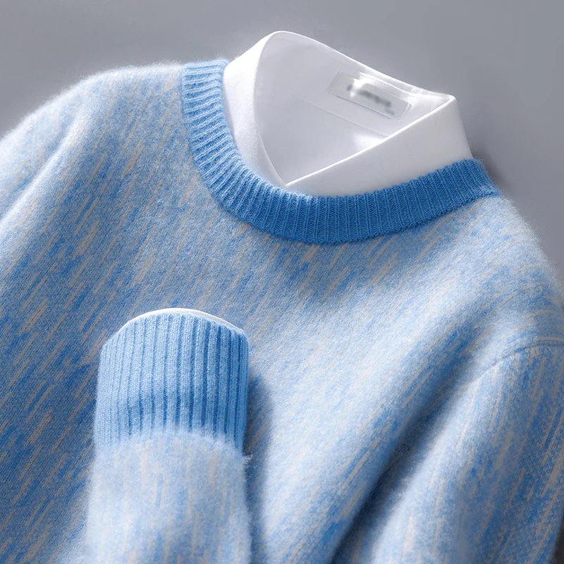 Autumn And Winter New Cashmere Sweater Men's Round Neck Loose Pullover Wool Knitted Bottoming Shirt Business Sweater