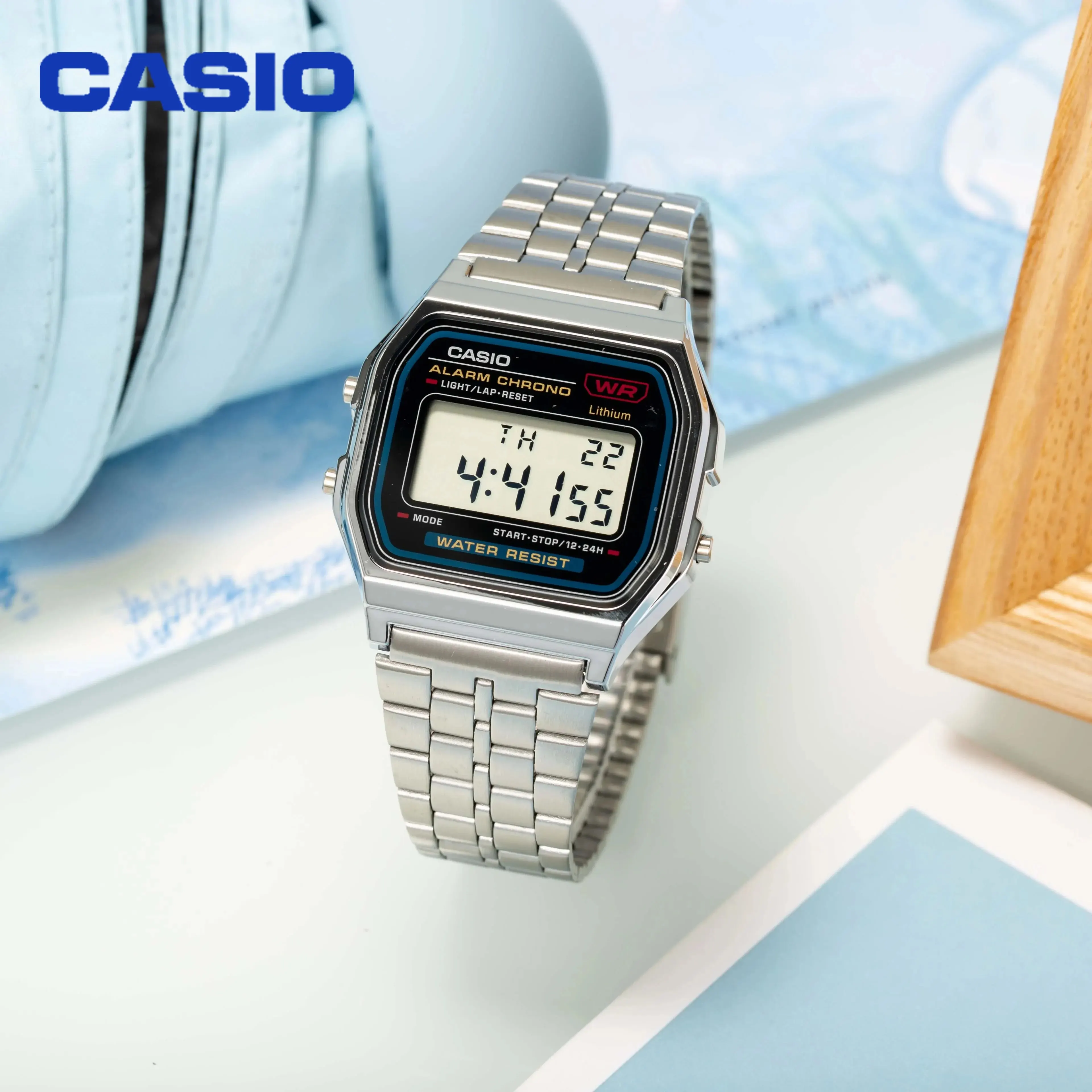 Casio Retro Digital Men's Watch Business Small Silver Gold Watch Series Small Square Watch Watch Multi-Functional Date Stopwatch