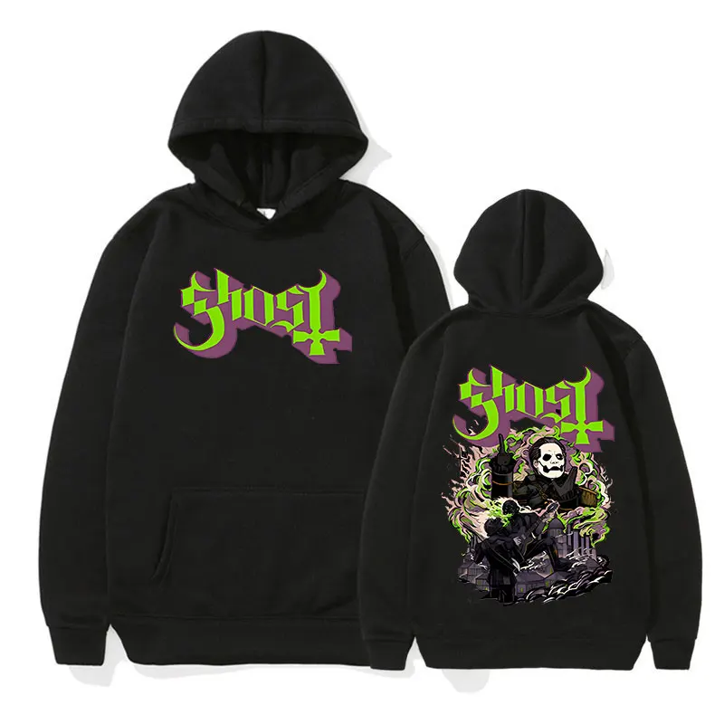 Rock Ghost Band Retro Graphic Hoodie Men's Casual Fashion Oversized Sweatshirt Unisex Long Sleeve Pullover Hooded Y2k Streetwear