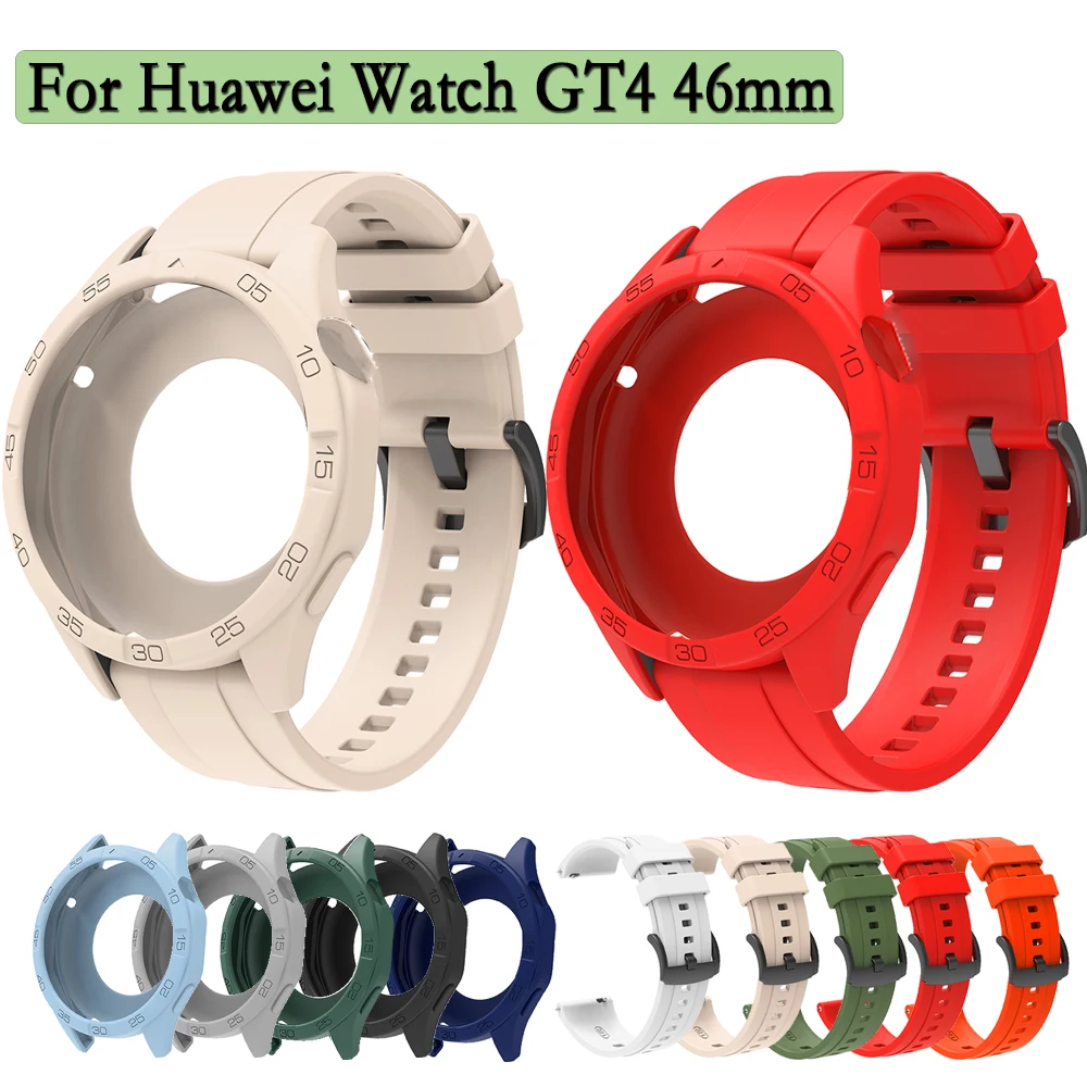 For Huawei Watch GT 4 46mm High Quality Silicone Band Compatible Smart Watchband With Super Light Watch Case