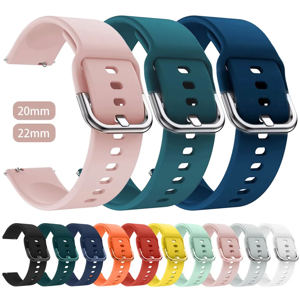 20mm/22mm band For Amazfit GTS/2/2e/3/4 GTS2 Mini/GTR 4/3/Pro/47mm/GTR2/2e/stratos 2/3 Silicone Bracelet Amazfit bip Watch strap