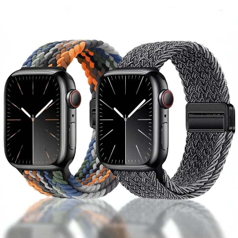 Woven nylon strap For Apple Watch Ultra 2 49mm 9 8 7 45mm 41mm Adjustable breathable bracelet For iwatch 6 5 4 SE 44mm 40mm 42mm