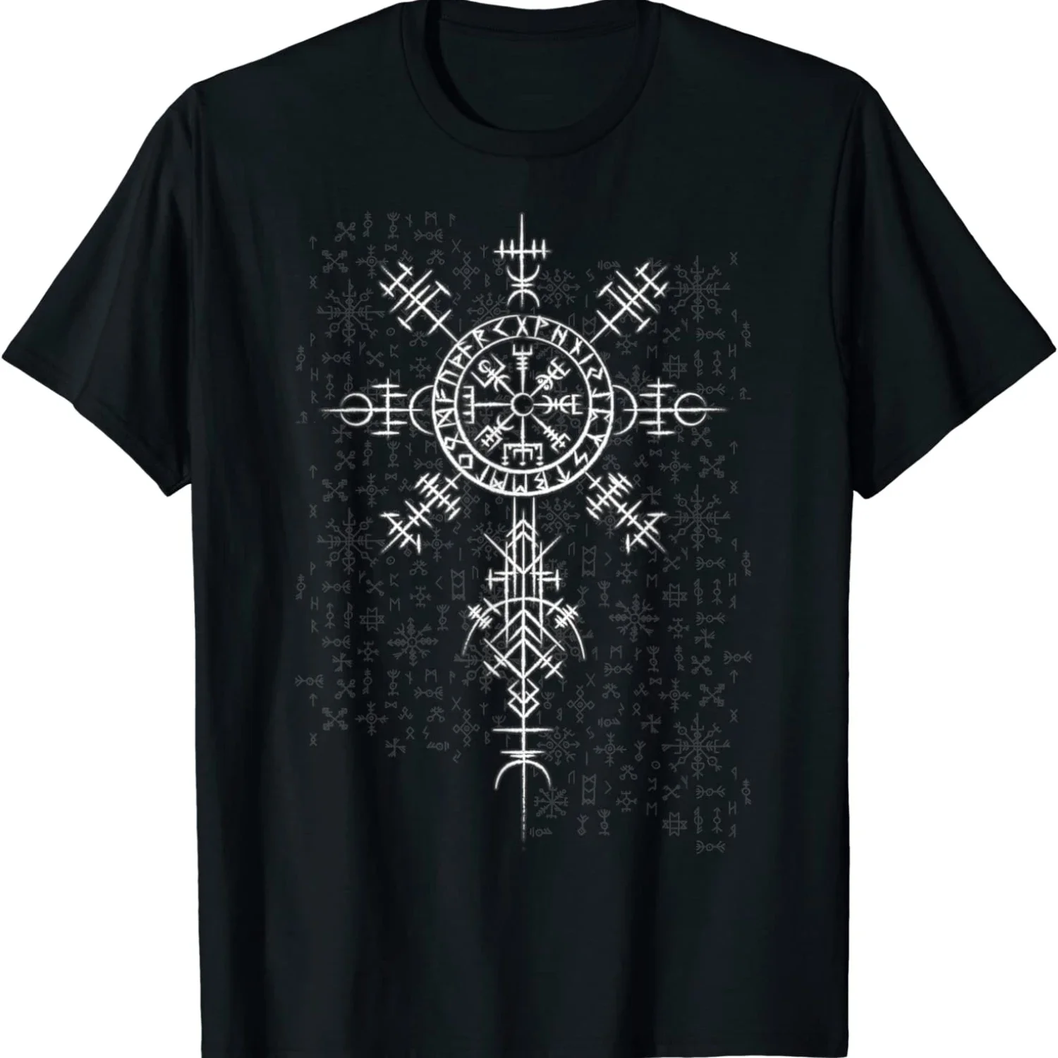 Nordic  Compass Rune Vegvisir Symbol T-Shirt 100% Cotton O-Neck Summer Short Sleeve Casual Mens T-shirt Size S-3XL