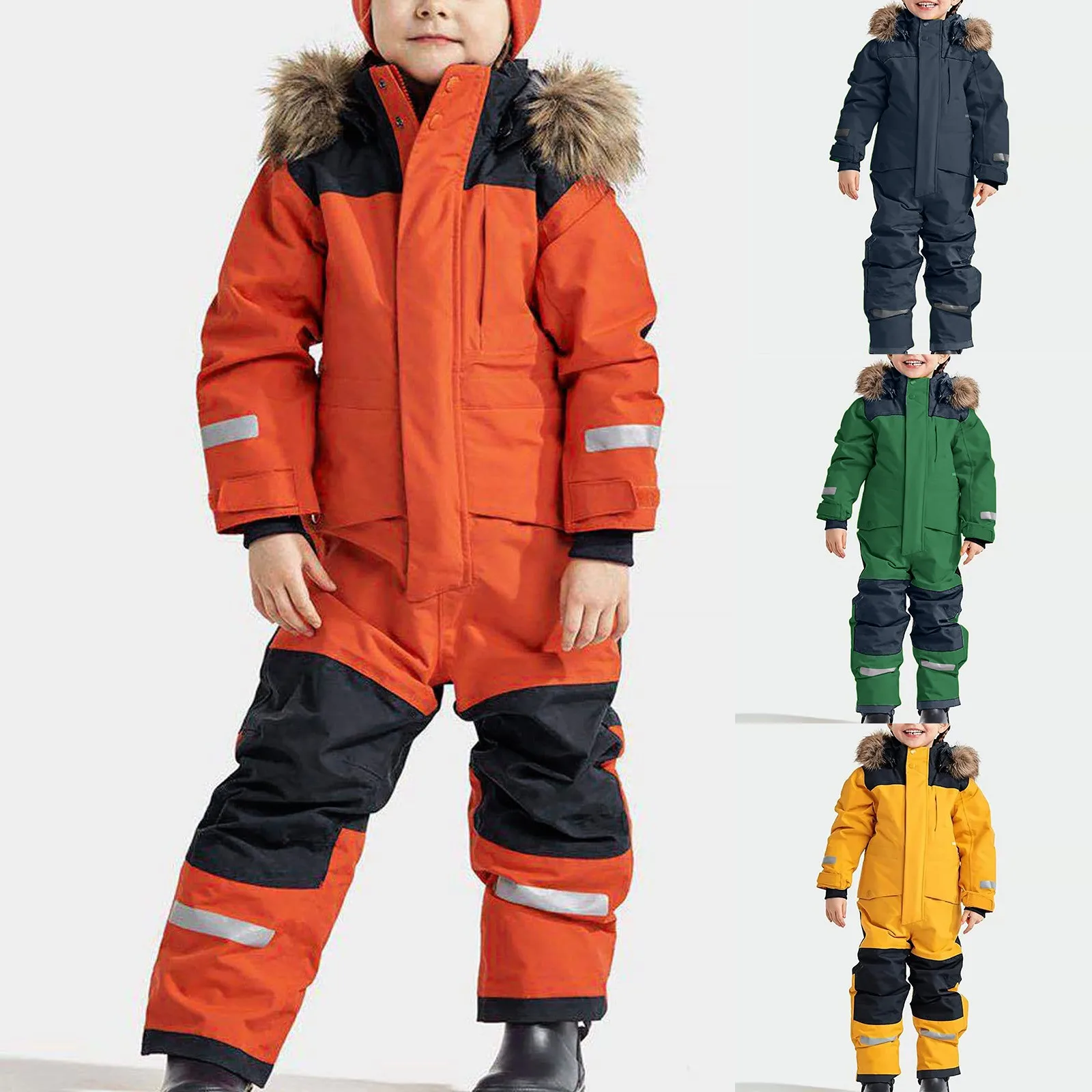 Children Snowsuits Ski Jumpsuit Ski Suit Boys Girls Winter Warm Outdoor Fleece Overalls Windproof Kids Skiing Snowboarding Suit