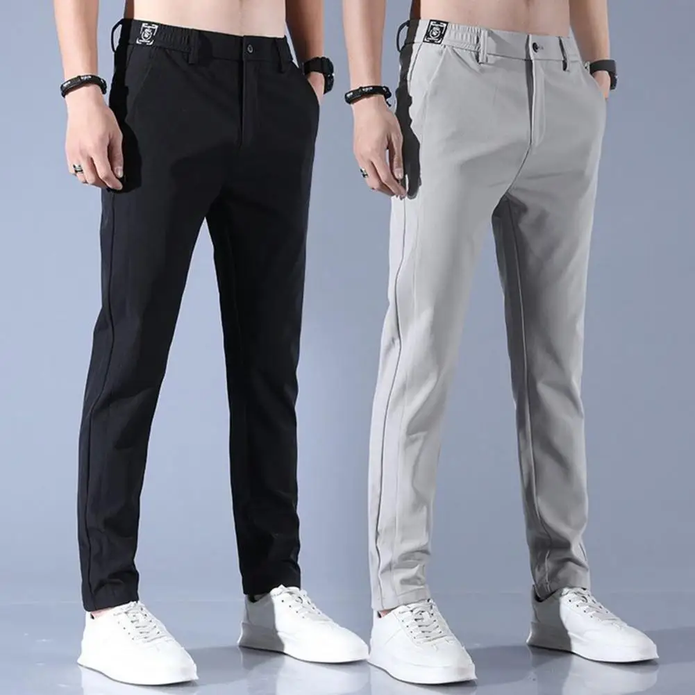 Mid-rise Waist Pants Men Trousers Men's Quick-dry Breathable Pants with Pockets for Spring Autumn Loose Straight for Sweatpants