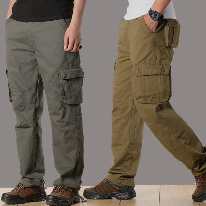 Cargo Pants Men Military Work Overalls Loose Straight Tactical Trousers Multi-Pocket Baggy Casual Cotton Army Slacks Pants