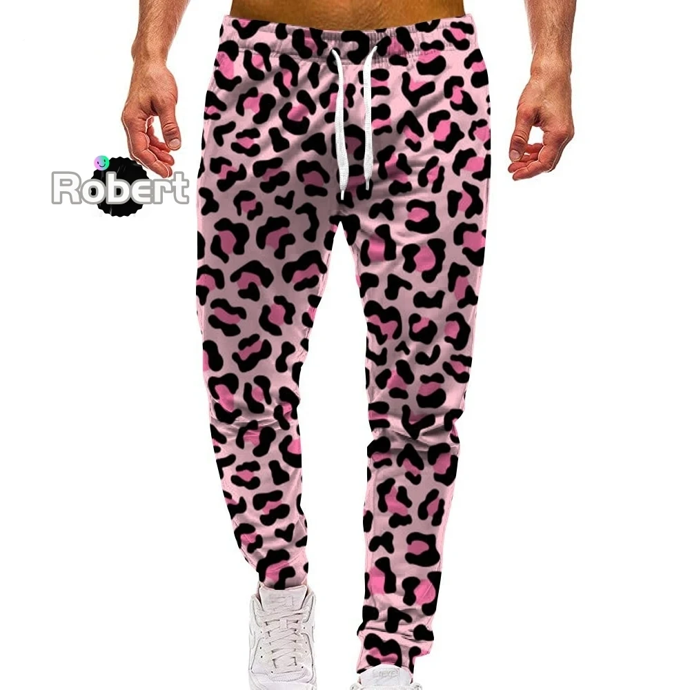 Pink Leopard Pattern Men Sweatpants 3D Print Golf Y2k Pants Man Casual Sports Jogger Color Outdoors Tennis Drawstring Trousers