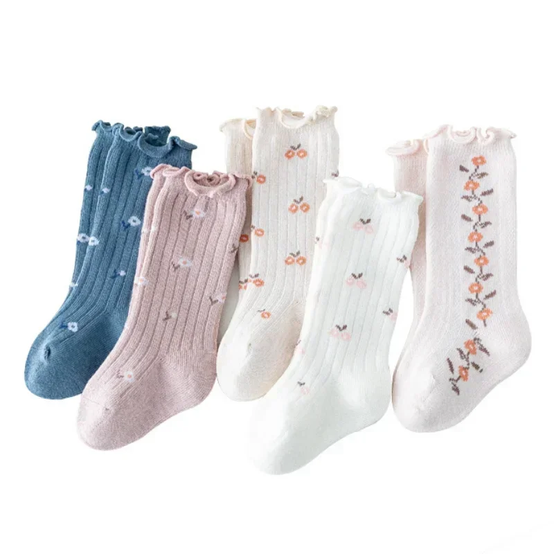 Cute High Knee Socks for Babies Infant Toddler Ribbed Over-the-calf Autumn Socks for Girls and Boys 0-5 Years