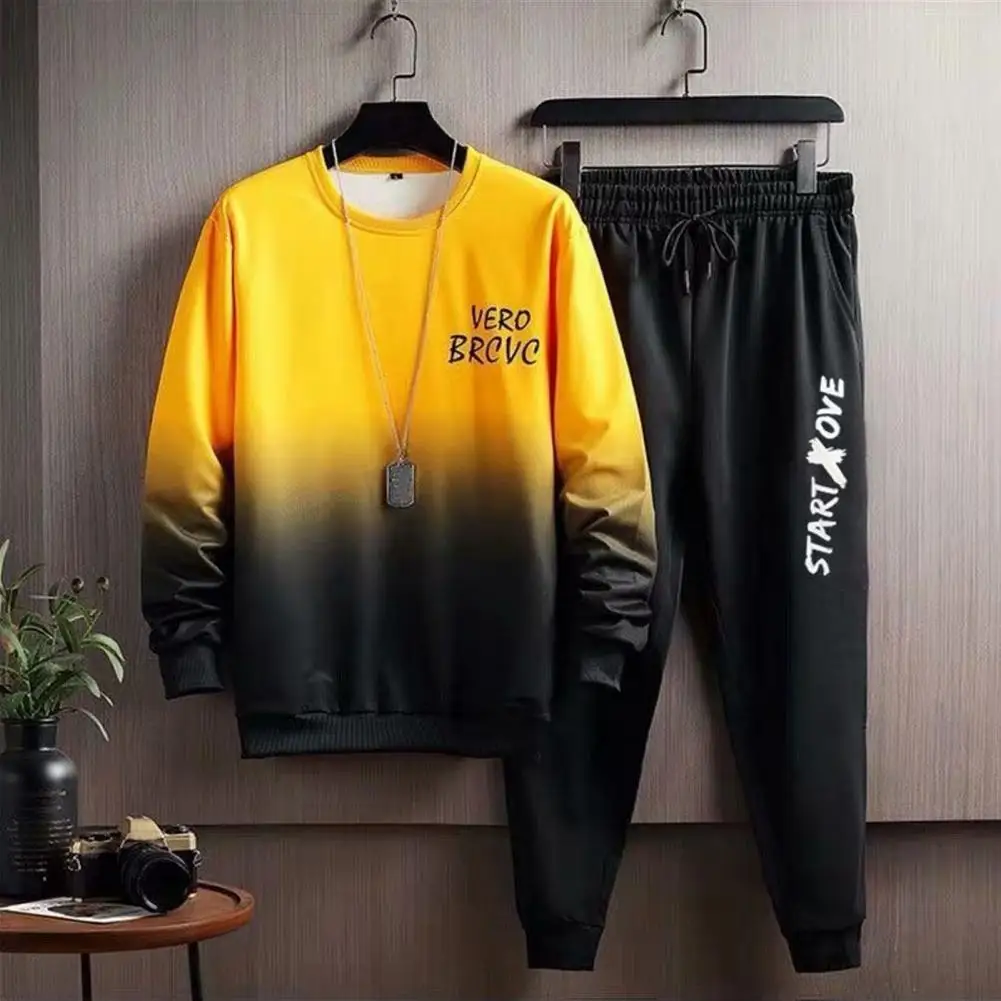 2023 Spring Autumn New Men's Tracksuit Classic Fashion Trend Waffle Ger Two-Piece Male Loose Pullover+outdoor Running Pants Set