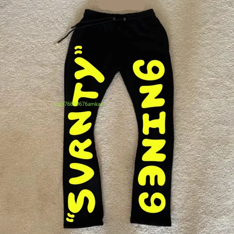 Black Casual Pants Men and Women Ins Tide Letters Printed Cotton Y2k Hundred Sports Pants Street Style Loose Comfortable Pants