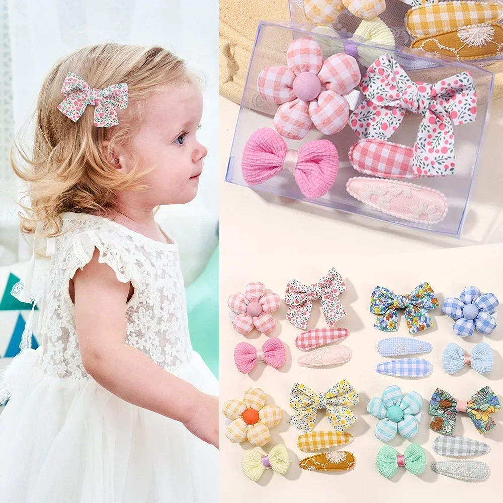 5/7pcs Baby Girl Hair Clips Set Cute Floral Bow Bunny Princess Hairpin for Toddler Girl Lovely Bang Side Clip Hair Accessories