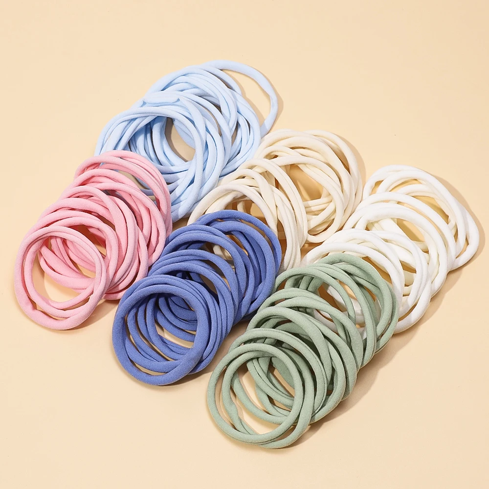 10Pcs/lot New Solid DIY Nylon Traceless Stretchy Head Bands for Newborn Baby Girl Elastic Rubber Bands for Kids Baby Accessories