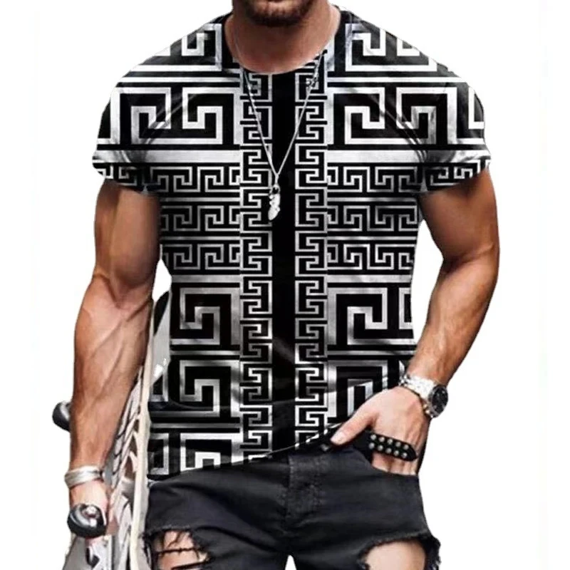 Summer Hot Selling Men's Casual T-shirt Street Fashion Print Short Sleeve Round Neck Comfortable Plus Size Top