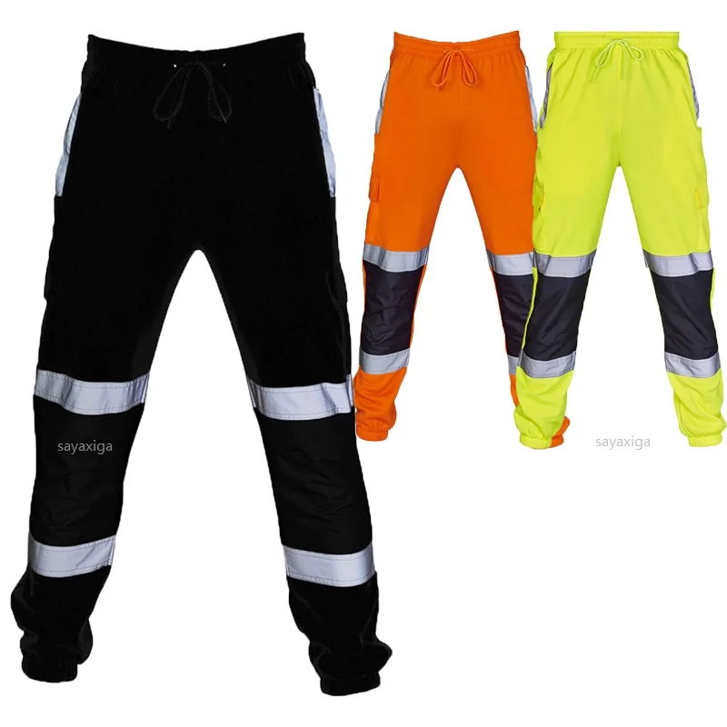 Reflective Stripes Strips Pants Men Work Trousers Hi Vis Pants High Visibility Work Wear Pants Road Construction Safety Trousers