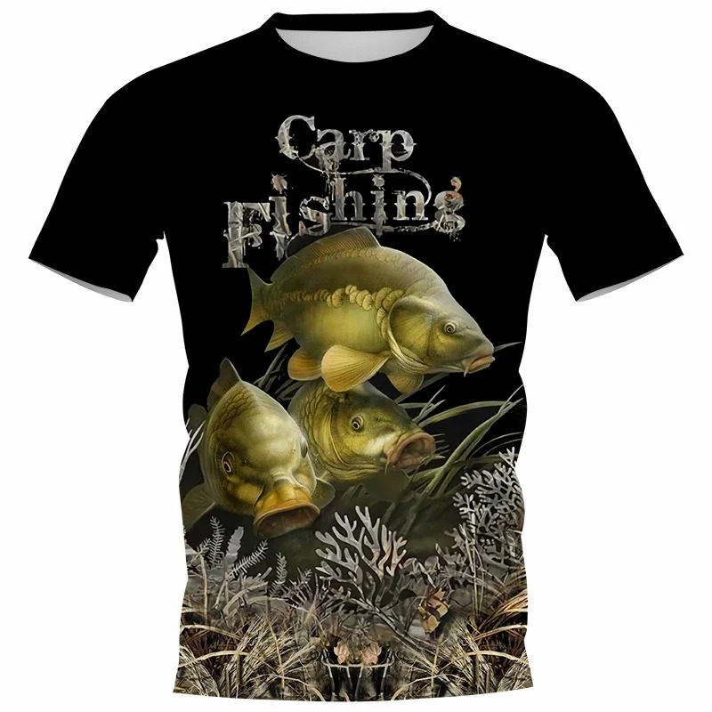 Summer Popular Carp Fishing Fully Printed T-Shirts Men Women 3D Catfish Printing Tee Shirt Short Sleeve Casual Tops