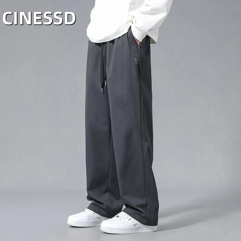 2024 New Wide Leg Pants Men Climbing Trousers Neutral Loose Casual Streetwear Straight Comfortable Fabric Outdoor Fashion Pants