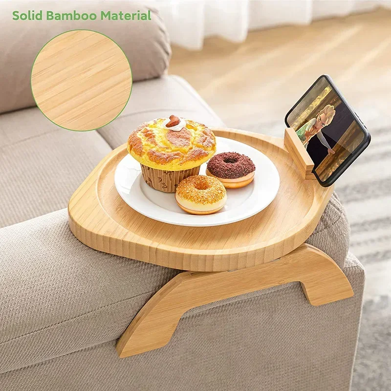 Main Sofa Arm Tray Couch Arm Clip Table Portable Couch Cup Holder Portable Sofa Armrest Tray for Snacks Drinks Remote Control Coffee image