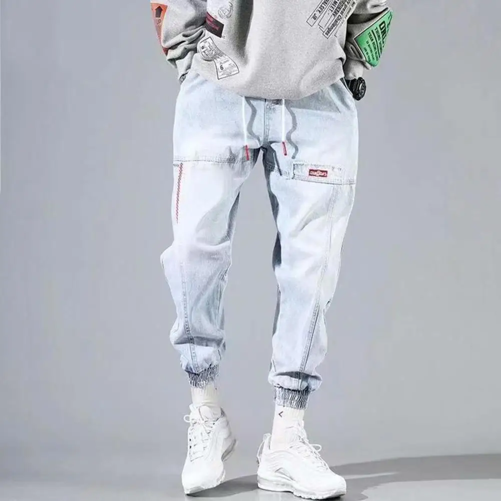 Hip Hop Cargo Pants Men Harem Pants Drawstring Loose Men's Jeans Casual Plus Size Cropped Trousers Autumn Winter Joggers Pants