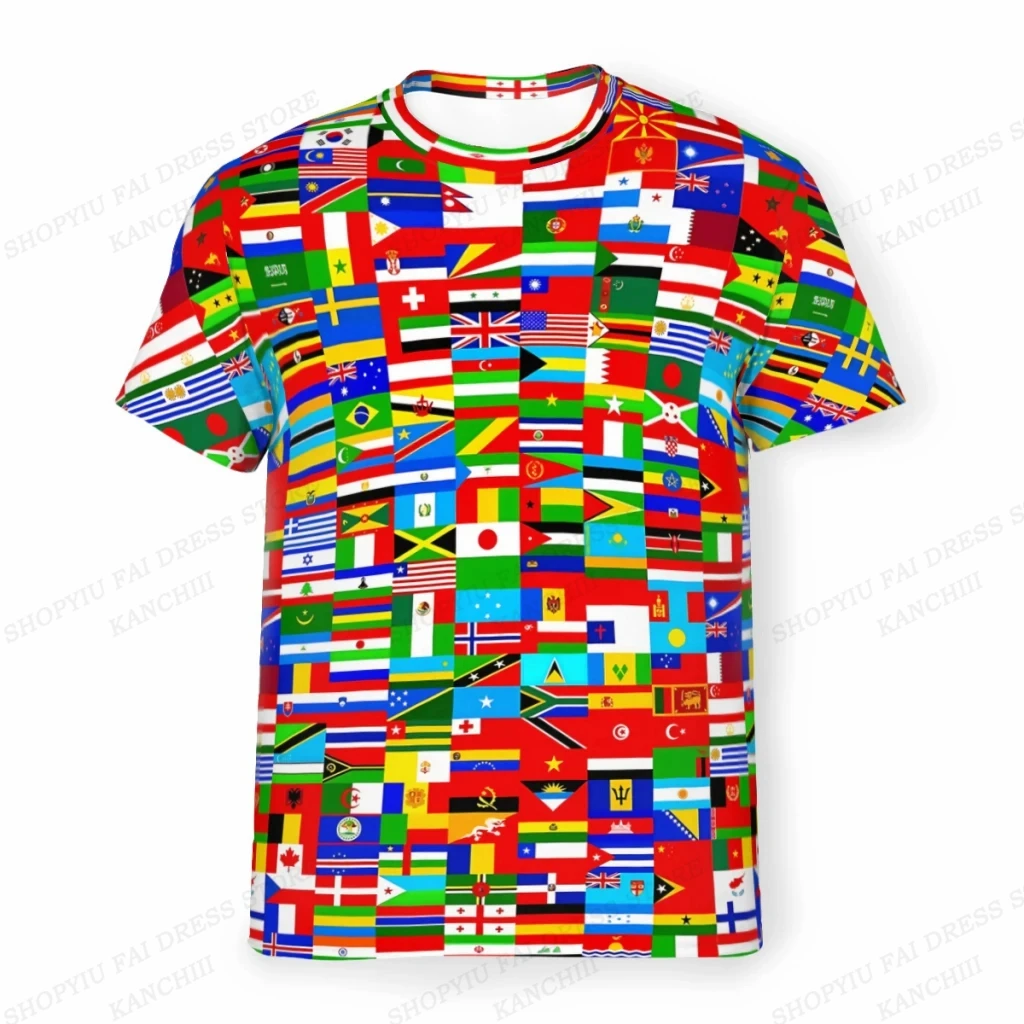 Summer Men's T-shirt Flag Of The World 3d Print T-shirts Men Women Fashion Short Sleeve Tshirt Kids Tops Tees Boy T Shirt Flag