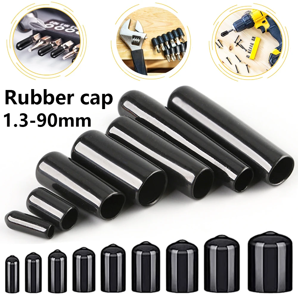 Main black red PVC rubber end cap screw end cap plastic tube hub thread protector push in cap rubber sleeve Silicone threaded cover image