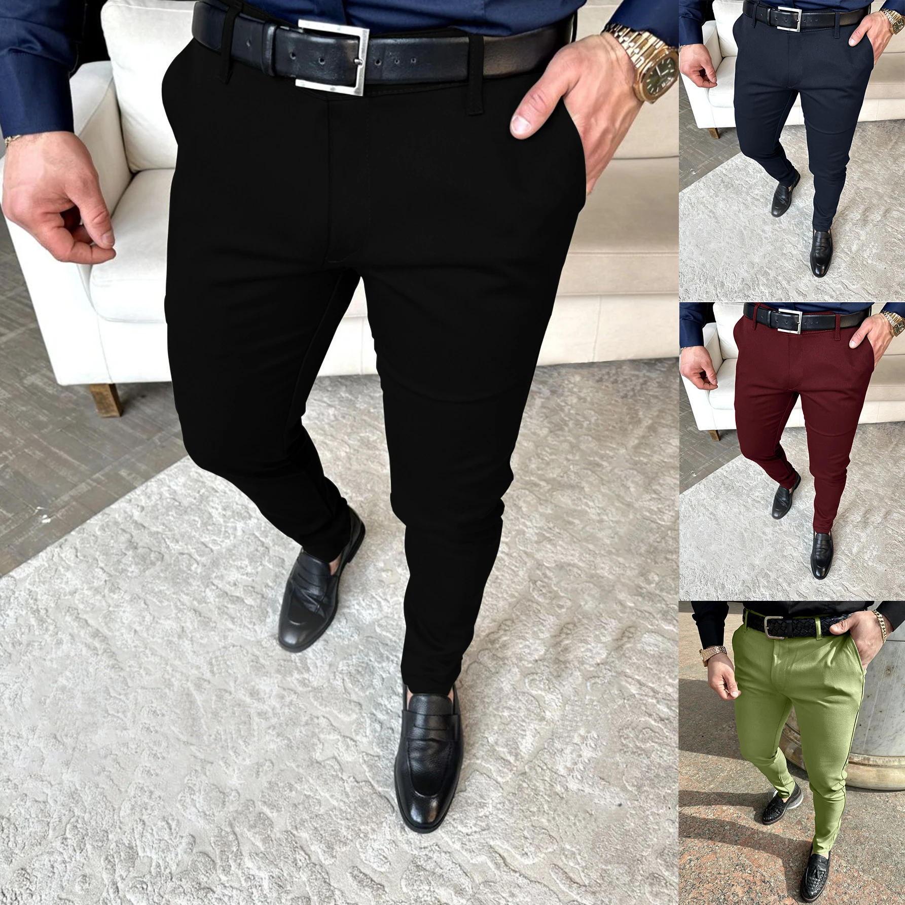 New Fashion Casual Slim Men's Pants Comfortable and Breathable European and American Style Four Seasons Business Wear