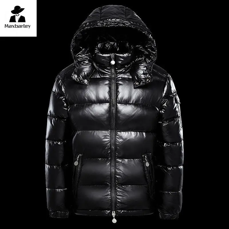 Men's Down Jacket White Duck Hood Warm Glossy Autumn Shiny Black Thickened Winter Fluffy Red Coat Jacket Luxury Men's Clothing