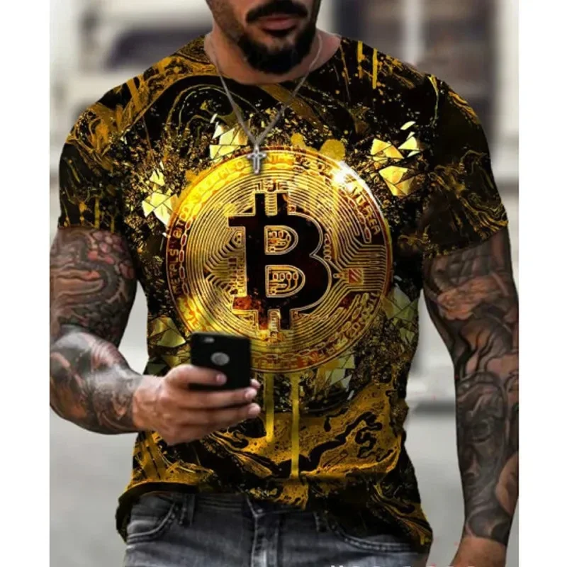 Fashionable and Lnteresting  Bitcoin (Bitcoin) Pictures For Men's T-Shirts Trend Digital Printing Casual Round Neck Short Sleeve