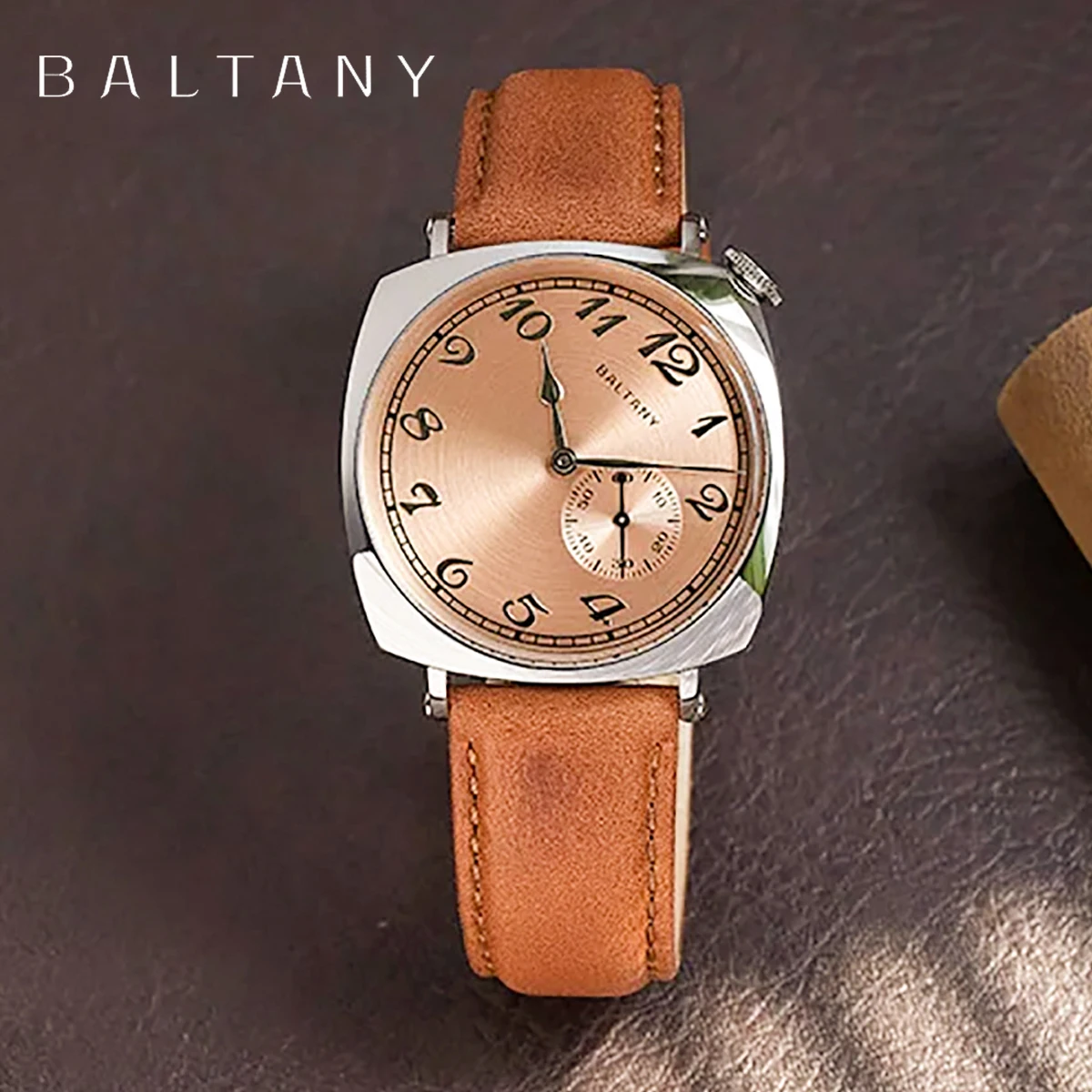 Baltany 1921 ST1701 Classic Men's Automatic Mechanical Watch Luxury Sapphire Vintage Leather Waterproof 5Bar Watch reloj hombre