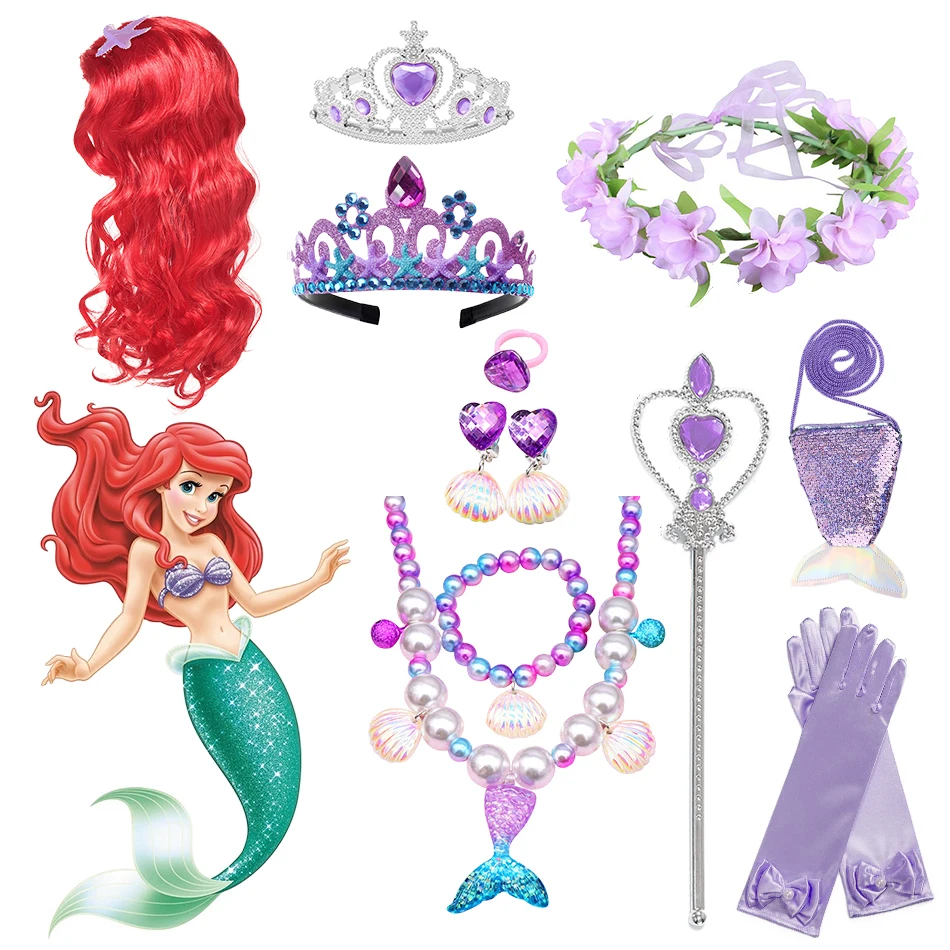 Girls Princess Mermaid Dress up Accessories for Girls Ariel Crown Headband Halloween Christmas Party Favors for Kids