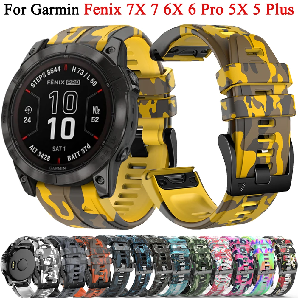 26mm 22mm Silicone Bands For Garmin Fenix 7X 7 6X 6 Pro 5X 5 Plus 3HR Strap Bracelet Enduro Epix Gen 2 Tactix Printing Watchband