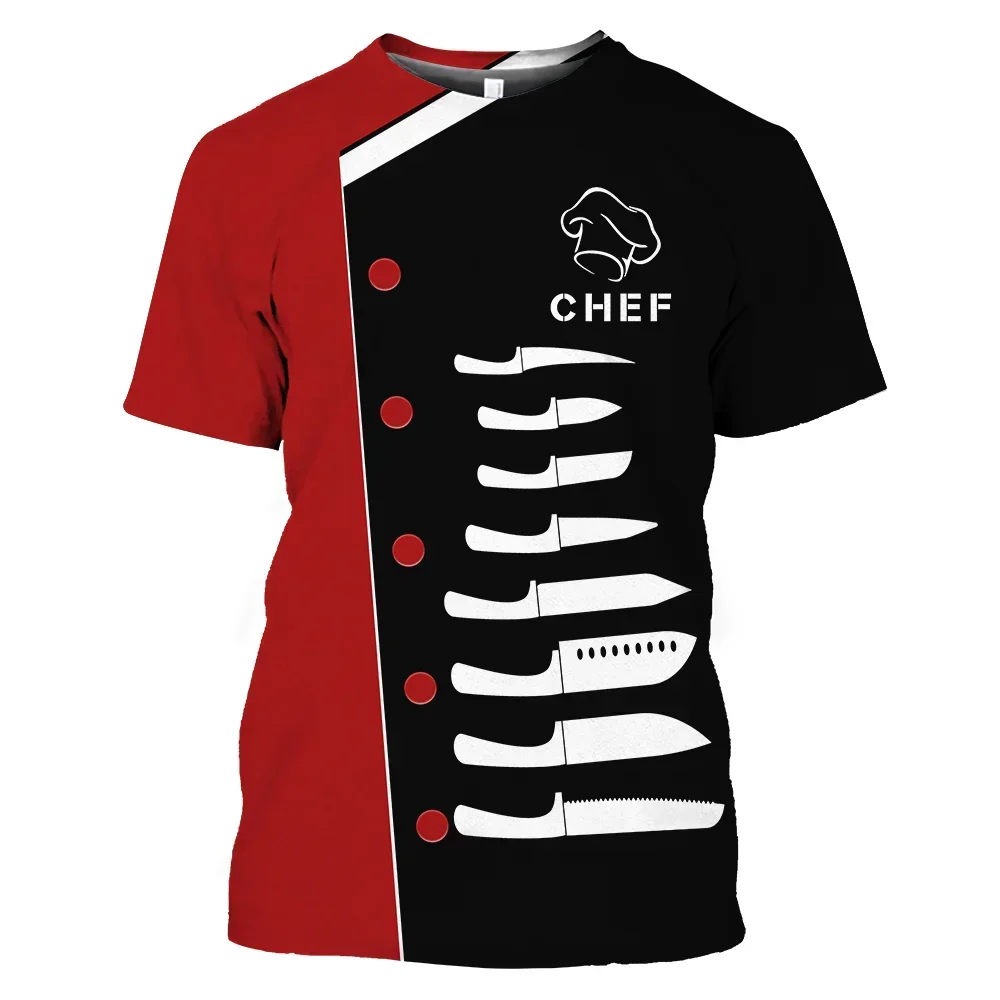 Men's chefs T-shirts cook Clothing funny uniforms kitchen tees summer workwear cuisine professional filipina customization name