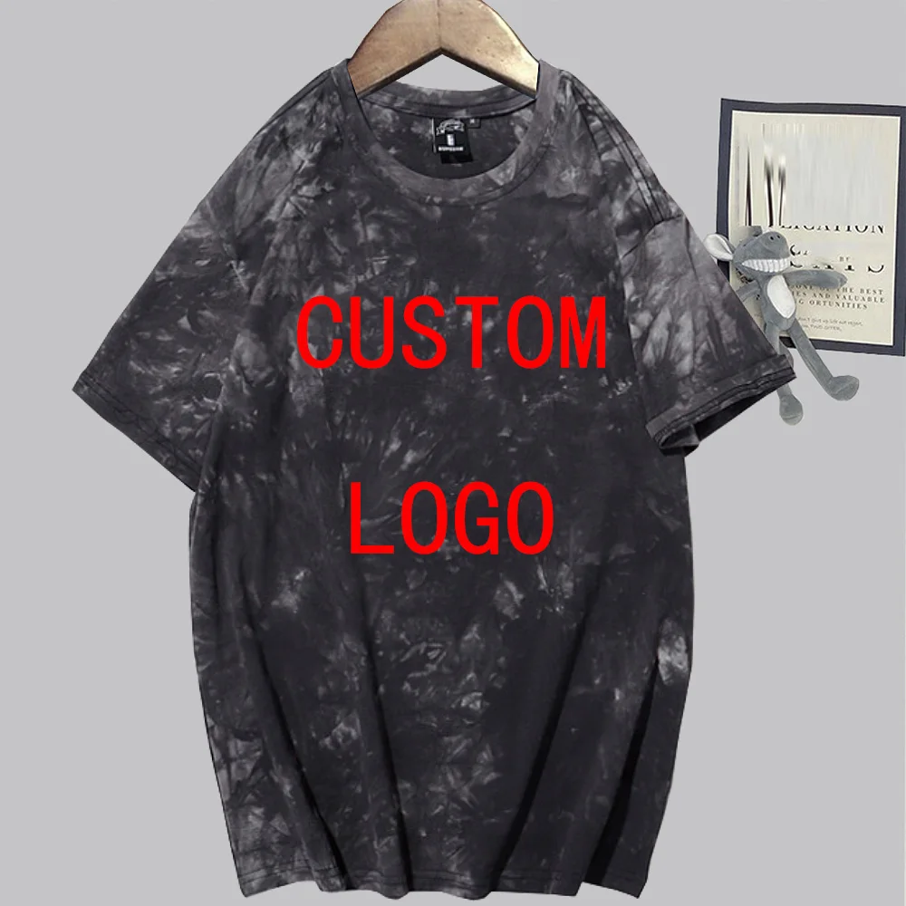 Men Women Custom Tie Dye Shirt O-Neck Short Sleeve Casual Summer Tops