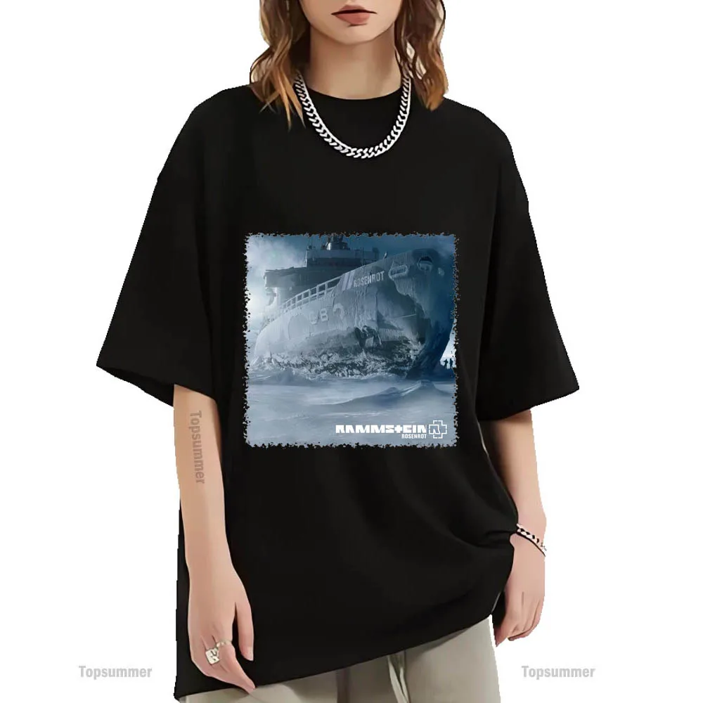 Rosenrot Album T-Shirt Rammsteins Tour T Shirt Men Pop Trend Black Tshirts Women Graphic Print Clothings