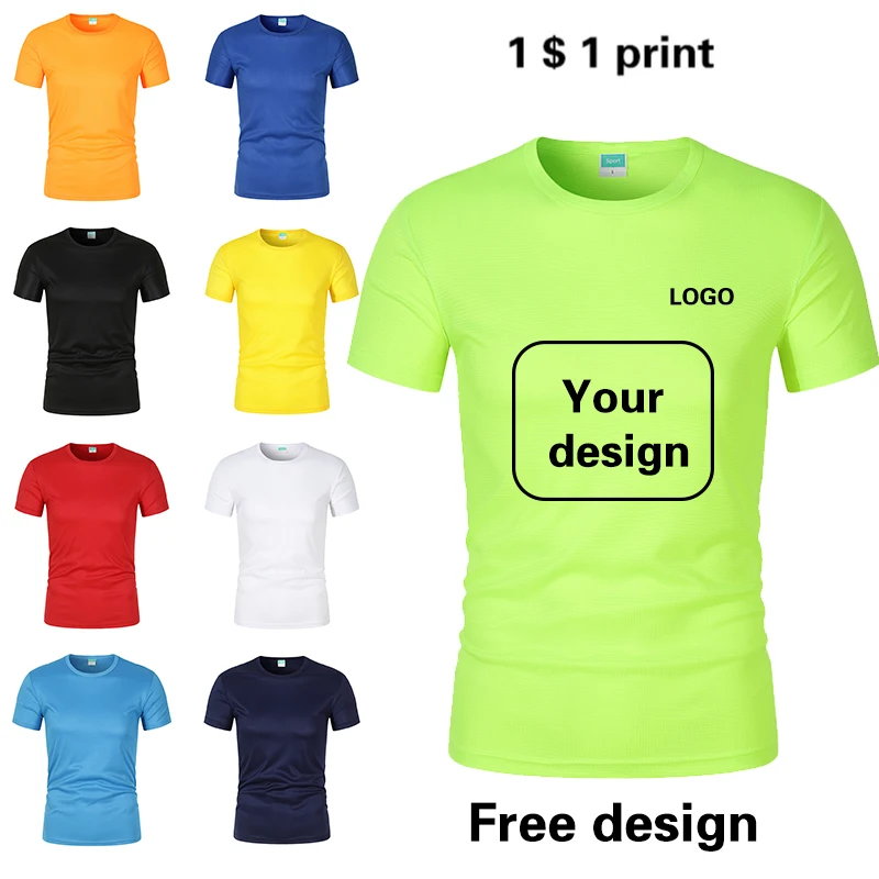 T Shirt Print Logo Women For Men Quick Drying Running Gym Custom Marathon Short Sleeve Sports Attire Diy Brand Wholesale Cheap