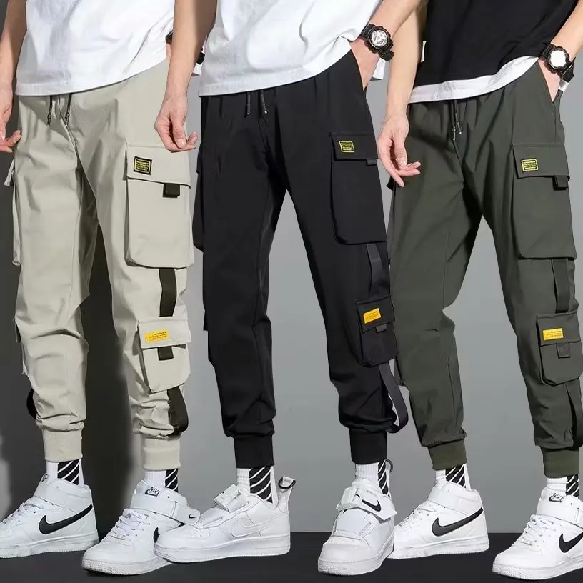 Spring and autumn oversized versatile casual sports pants, loose leg length pants, men's trendy functional super hot work pants