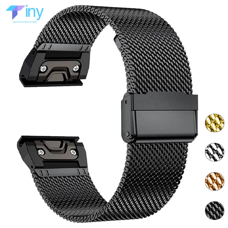 26mm 22mm Quick Fit Strap for Garmin Fenix 7X 7 Pro Fenix 6X 6 5X 5Plus Tactix 7 Forerunner 965 955 Enduro Stainless Steel Band