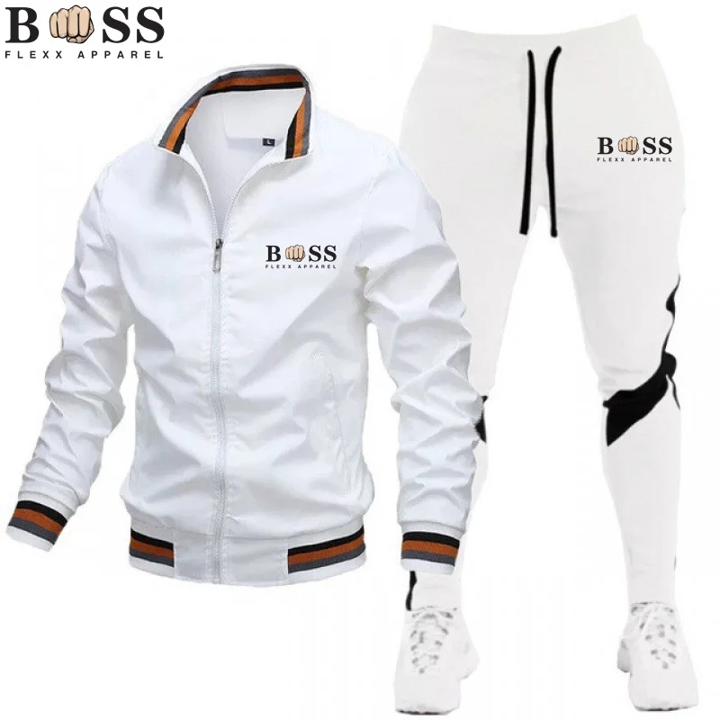 2024 Men's Winter Sports Suit Slim Fit Brand Sportswear Cardigan Long Sleeve Running Jacket, Sweatpants, High Quality, 2 Pcs Set