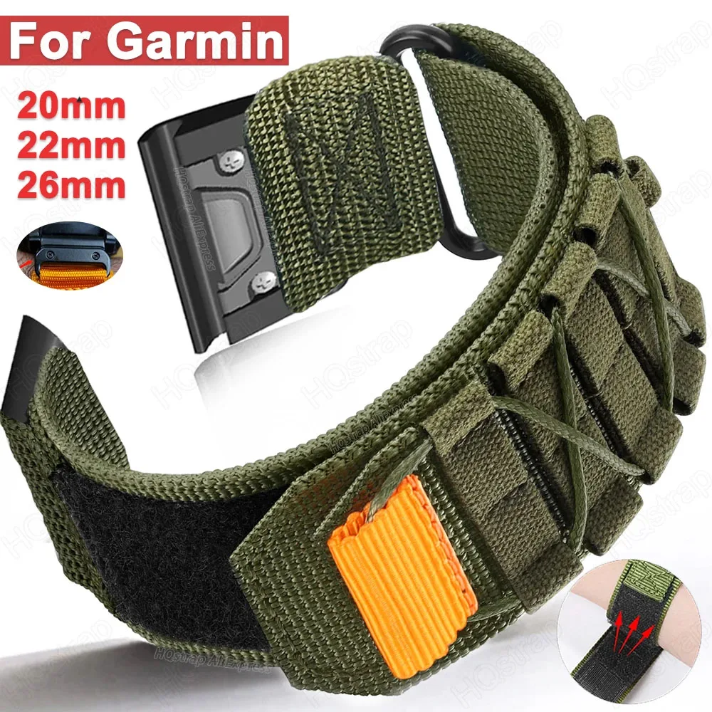 New Nylon Loop Strap for Garmin Tactix 7 Pro Fenix 7X 6X 7pro 6 3 5plus 7s 6s Pro Bracelet for Garmin Watch Band 26mm 22mm 20mm