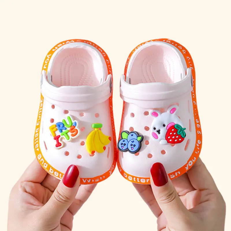 Summer Kids Sandals Children Shoes Slippers Soft Anti-Skid Cartoon DIY Design Hole Baby Shoes Sandy Beach  For Boys Girls Gift