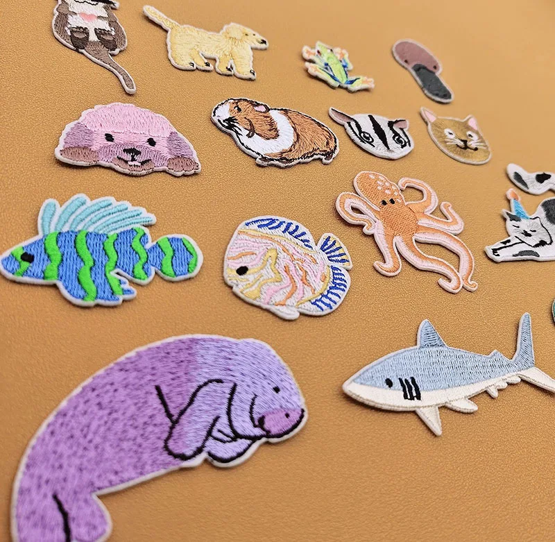 Cartoon Embroidery Patches DIY Cute Animal Turtle Sharks Iron on Cloth Stickers Clothing Bag Hat Accessories Boy Girl Kids Gifts