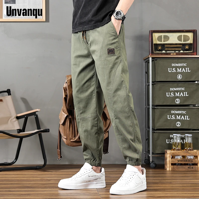 Unvanqu Japanese Spring Summer Casual Pants Men's 2024 New Fashion Hip Hop Sports Overalls Street Youth Slim Lace Up Trousers