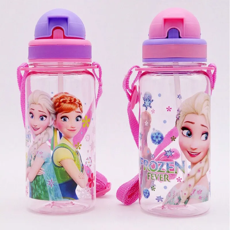 Disney Mickey Mouse Cartoon cups With straw kids snow White cars frozen Sport Bottles girls Princess Sophia Feeding cups