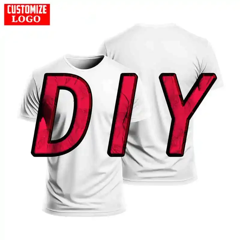 New 3D print men's DIY T-shirt Customized LOGO Pattern Summer Sports Fashion shirt large size T-shirt