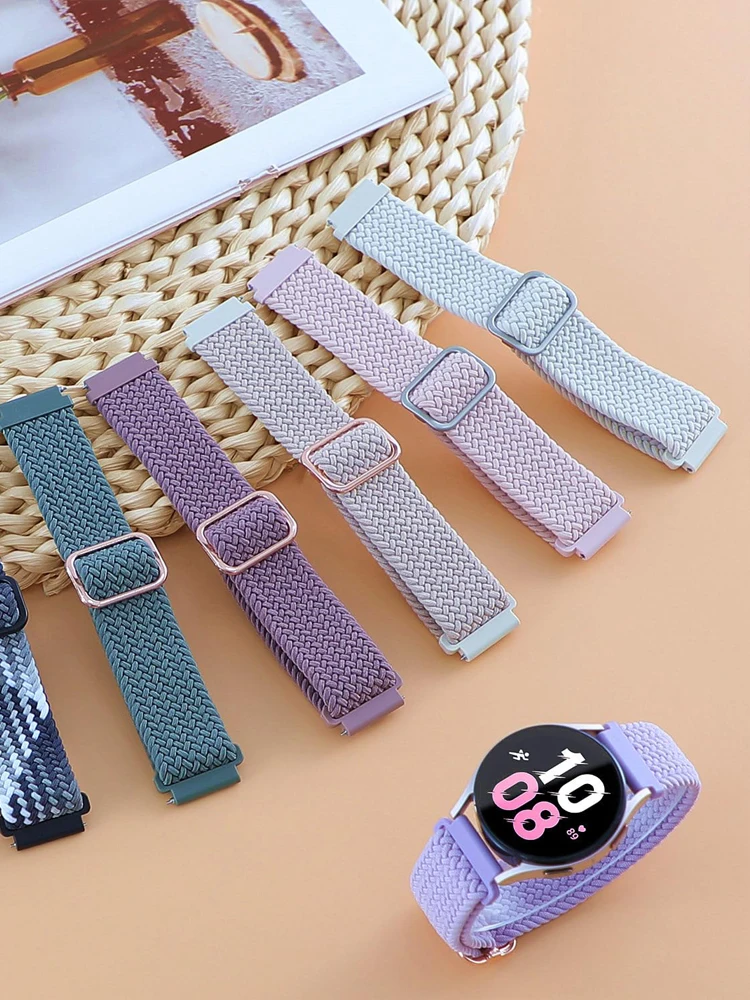 20mm Strap for Samsung Galaxy Watch 7 6 5 4 40mm 44mm/4 6 Classic 47/43mm 46/42mm Stretchy Braided solo loop 5 pro 45mm/Active 2