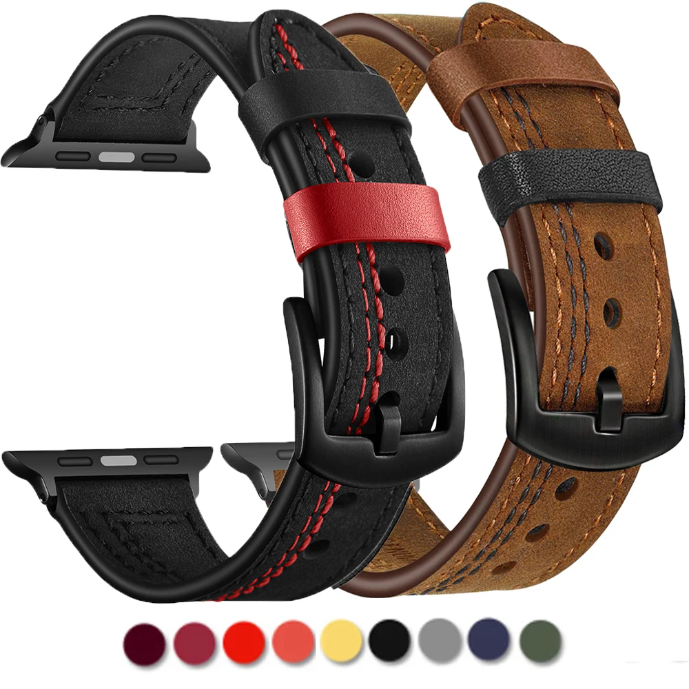 Leather loop strap For Apple watch Ultra 2 band 44mm 45mm 49mm 40mm 42mm 38mm 41mm sport bracelet iWatch series 9 8 7 3 4 5 6 se